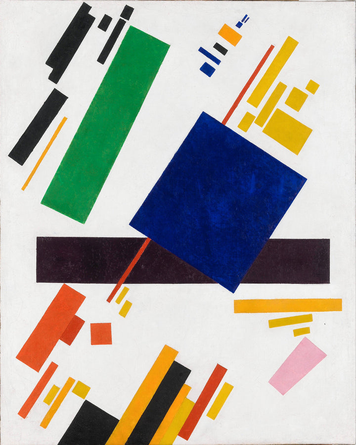 Composición suprematista (rectángulo azul sobre rayo rojo), Malévich